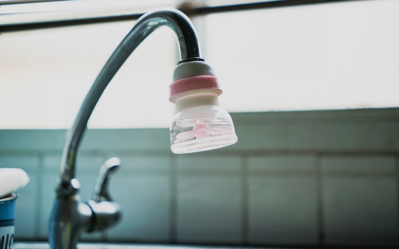 Clean water flowing from a home filtration system